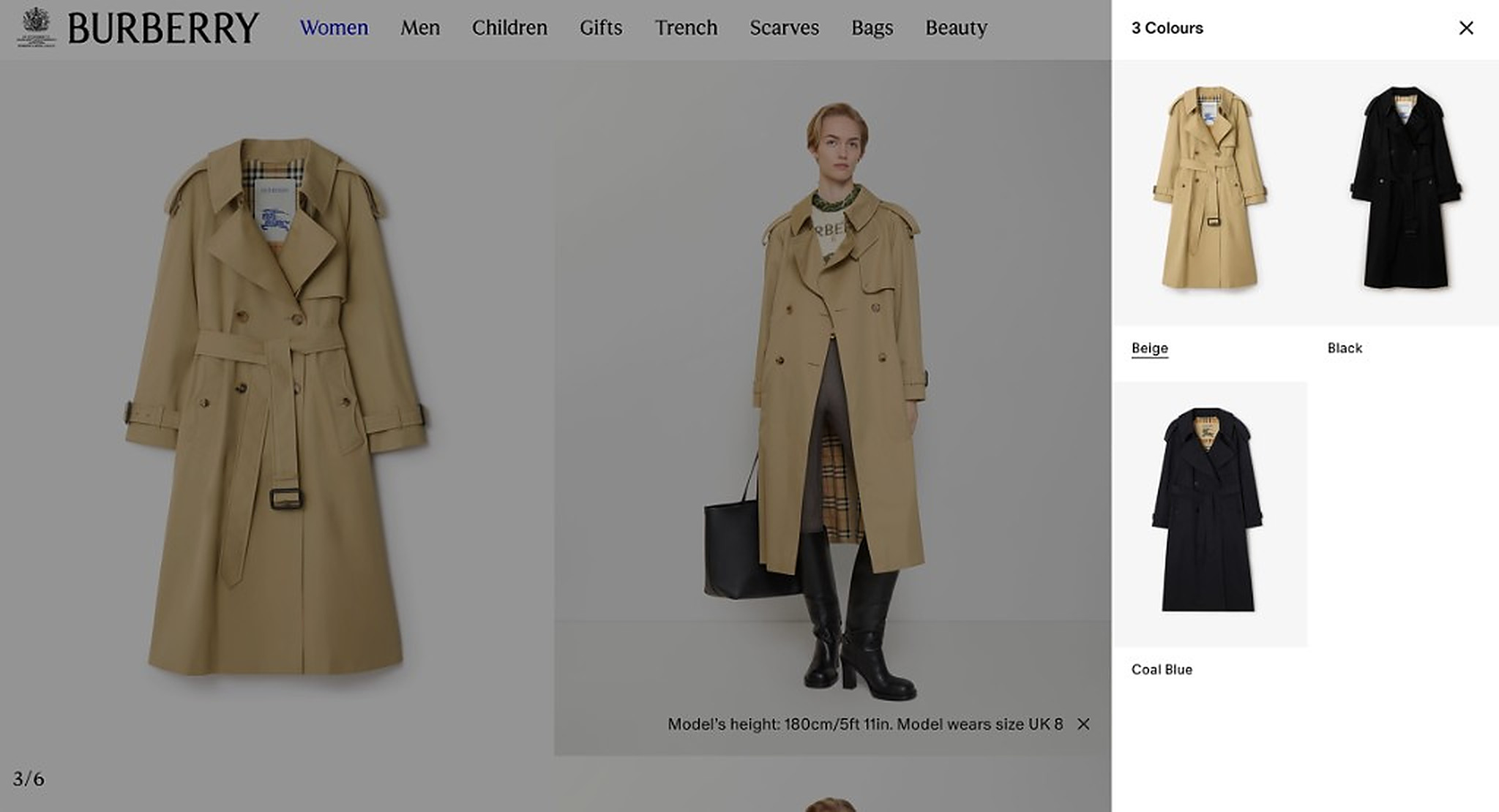Desktop product page with the colour selection panel open